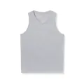 Detailed view of breathable mesh fabric on gray men's V-neck athletic tank top - S / Tops / Light Gray
