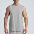 Men's light grey athletic sleeveless tank top for gym workout and summer fitness. - S / Tops / Gray