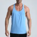 Light blue men's breathable gym tank top for outdoor workout and fitness - Sky Blue