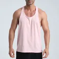 Premium men's light pink breathable racerback gym tank top for outdoor fitness sports - Lotus root pink