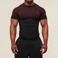 Men's breathable quick-dry compression T-shirt for gym training with mesh panel - S / Tops / Black/Red