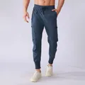 Men's navy blue quick-dry cargo joggers with multi-pockets and drawstring - S / Bottoms / Aqua