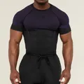 T-shirt professionale a compressione sportiva da uomo in nero e mesh viola scuro - Nero e Viola