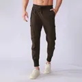 Men's brown quick-dry cargo joggers with multi-pockets and drawstring waist - Coffee
