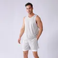 Men's grey mesh sleeveless tank top and double-layer shorts sports set for summer - S / Top And Bottom / Light Gray