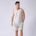 Light grey men's quick-dry mesh sports set with tank top and shorts - S / Top And Bottom / Light Gray