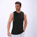 Athletic men's black sleeveless gym tank top featuring moisture-wicking breathable fabric - S / Tops / Black