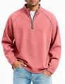 Camisa de manga larga para hombre de algodón rosa lavado vintage con cremallera retro - S / Tops / Rosa