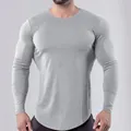 T-shirt de compression gris à manches longues pour homme, idéal pour le fitness - S / Hauts / Gris clair