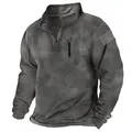 Détail d'un sweat tactique gris avec col montant, poche poitrine et patch velcro sur le bras. - S / Hauts / Gris