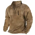 Détail du sweat-shirt tactique kaki pour homme avec quart de zip et patch velcro - S / Hauts / Chameau