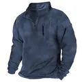 Détail du sweat tactique bleu à col zippé avec poche poitrine et patch de manche - S / Hauts / Bleu marine