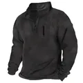 Détails du sweat-shirt tactique noir pour hommes avec col montant et fermeture éclair. - S / Hauts / Noir
