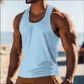 Débardeur de sport bleu clair respirant pour hommes, idéal pour la gym et la course - Bleu clair