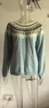 Maglione in maglia blu da donna con girocollo e dettagli in jacquard stile Fair Isle - Taglia S / Top / Azzurro