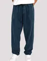 Detailed view of men's washed blue joggers showing the fit and drawstring waist design. - S / Bottoms / Navy Blue