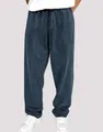 Vista detallada de los joggers lavados en azul para hombre con el ajuste y diseño de la cintura. - S / Bottoms / Azul marino