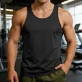 Men's black gym stringer tank top, quick-dry athletic vest for muscle training gym - S / Tops / Black