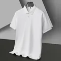 Premium white men's short-sleeve polo shirt made of high-quality heavy cotton-like fabric - S / Tops / White