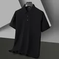 Men's heavyweight black casual polo shirt featuring stretch cotton-like comfort fabric - S / Tops / Black