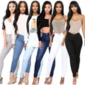 Collection of women's high-waisted stretch skinny jeans in multiple colors - S / Bottoms / Black