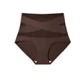 High-waist tummy control panties with cross-over mesh panel in dark brown coffee color - 6XL / Bottoms / Brown