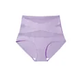 Close-up view of purple high-waisted tummy control panties with criss-cross mesh - Light Purple