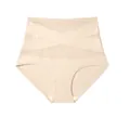 Detailed front view of high-waisted seamless tummy control panties in beige color - 6XL / Bottoms / Apricot