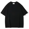 T-shirt en coton lourd 280g à épaules tombantes et coupe ample, coloris noir uni classique - S / Hauts / Noir