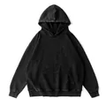 High-quality detail showing the vintage washed waxed texture of this black oversized hoodie - S / Tops / Black