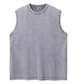 Camiseta sin mangas de algodón lavado vintage para hombre en color gris desgastado - S / Tops / Gris