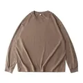 Washed oversized long sleeve T-shirt with drop shoulder detail in vintage brown color - M / Tops / Distressed Coffee