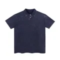 Polo en coton bleu marine délavé vintage avec manches courtes et détail de col classique - S / Hauts / Bleu Marine