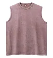 Camiseta sin mangas para hombre de algodón lavado vintage en malva - S / Tops / Marrón