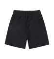Black heavyweight 370g carbon brushed men's casual shorts with drawstring waist - S / Bottoms / Black