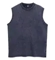 Camiseta sin mangas vintage de algodón lavado 240g gris oscuro para hombre estilo retro - S / Tops / Azul Marino