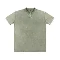 Polo en coton délavé vintage pour hommes avec tissu épais et col classique élégant - S / Hauts / Vert Militaire