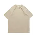 T-shirt oversize 260g en coton beige uni avec épaules tombantes pour hommes et femmes - S / Hauts / Kaki