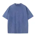 Vintage μπλε acid washed 250g βαμβακερό oversized t-shirt με στρογγυλή λαιμόκοψη - S / Tops / Μπλε του Παρισιού