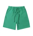 Comfortable heavyweight green brushed cotton casual shorts for men with drawstring waist - S / Bottoms / Green