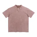 Polo in puro cotone lavato vintage color rosa polvere, vestibilità comoda da uomo - Marrone