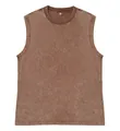Heavyweight vintage brown washed cotton tank top for men with a loose fit style - S / Tops / Coffee