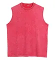 Vintage washed red heavy cotton sleeveless tank top for men, loose fit retro style. - Red