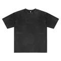 Premium vintage washed black oversized 250g heavy cotton crew neck streetwear T-shirt - S / Tops / Black
