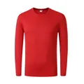 Solid red long-sleeved quick-dry performance sports T-shirt with round neck - S / Tops / Red