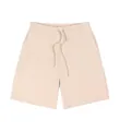 Premium heavyweight 370g carbon brushed men's casual loose straight shorts in light beige - Beige