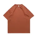 Oversize μπλουζάκι 260g από καθαρό βαμβάκι με πεσμένους ώμους σε σκουριά κόκκινο χρώμα - Κεραμιδί