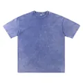 Vintage acid-washed 250g βαμβακερό μπλουζάκι, oversized εφαρμογή, ξεπλυμένο μωβ μπλε - S / Tops / Μπλε ζαφείρι