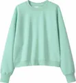Casual mint green cropped crewneck sweatshirt in pure cotton fabric for a relaxed look - 3XL / Tops / Light Green