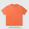 Vintage heavy wash 230g heavy cotton oversized unisex T-shirt in vibrant orange color - S / Tops / Orange